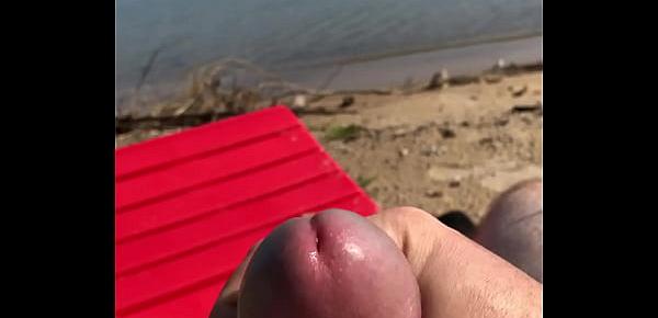  Stroking Cock on Beach